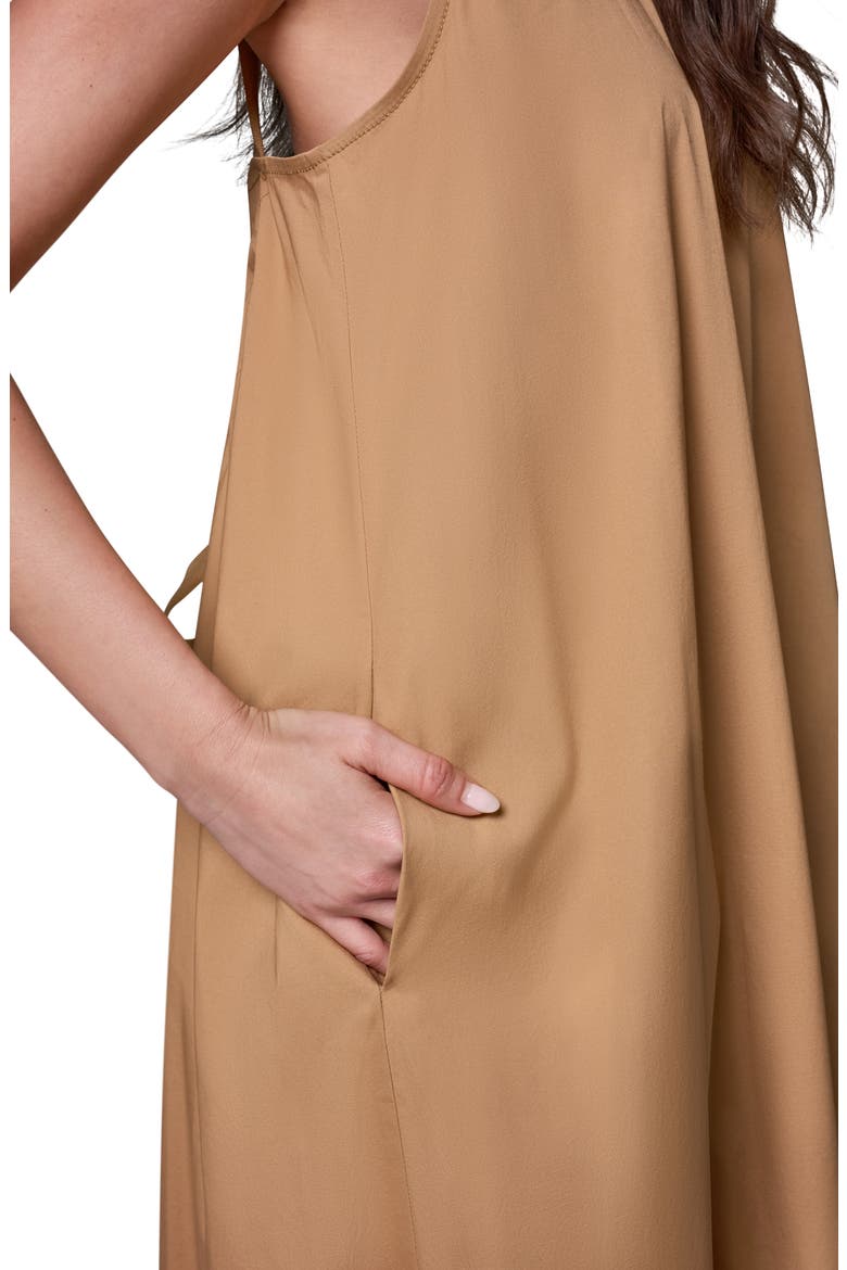 Tie Back Stretch Cotton Maxi Dress, Alternate, color, FAWN