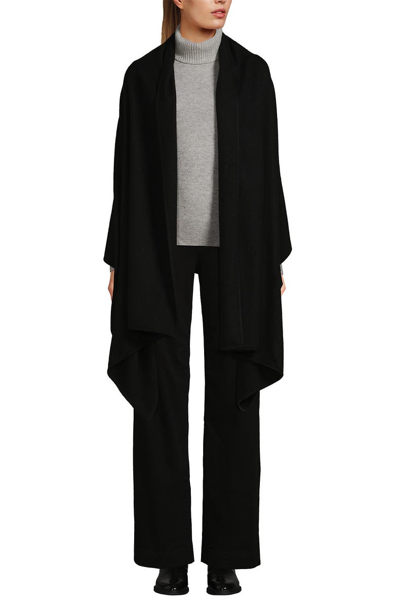 Lands' End CashTouch Shawl Wrap, Main, color, Black