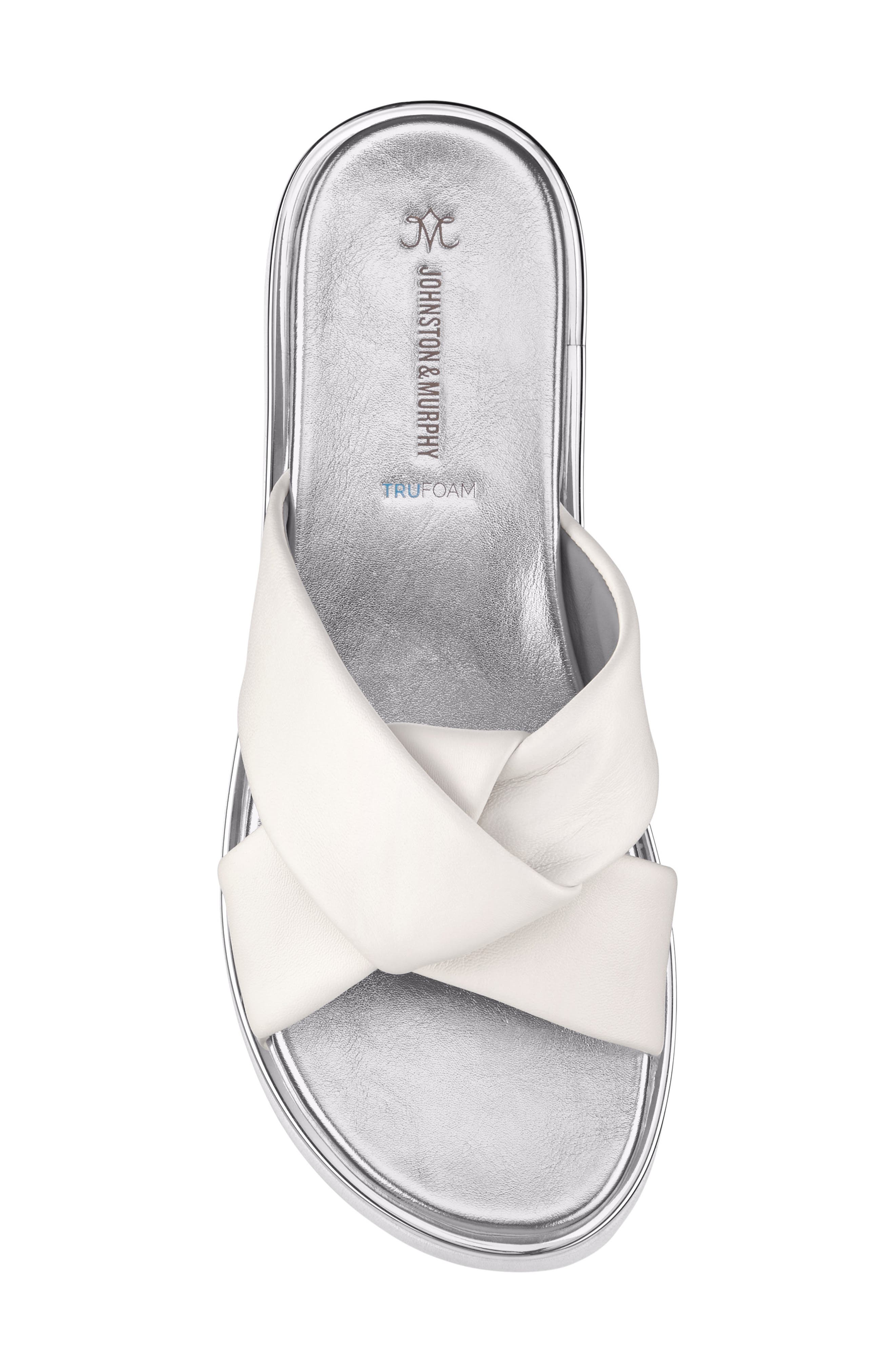 Johnston & Murphy Mitzi Platform Wedge Slide Sandal, Alternate, color, White Nappa Leather