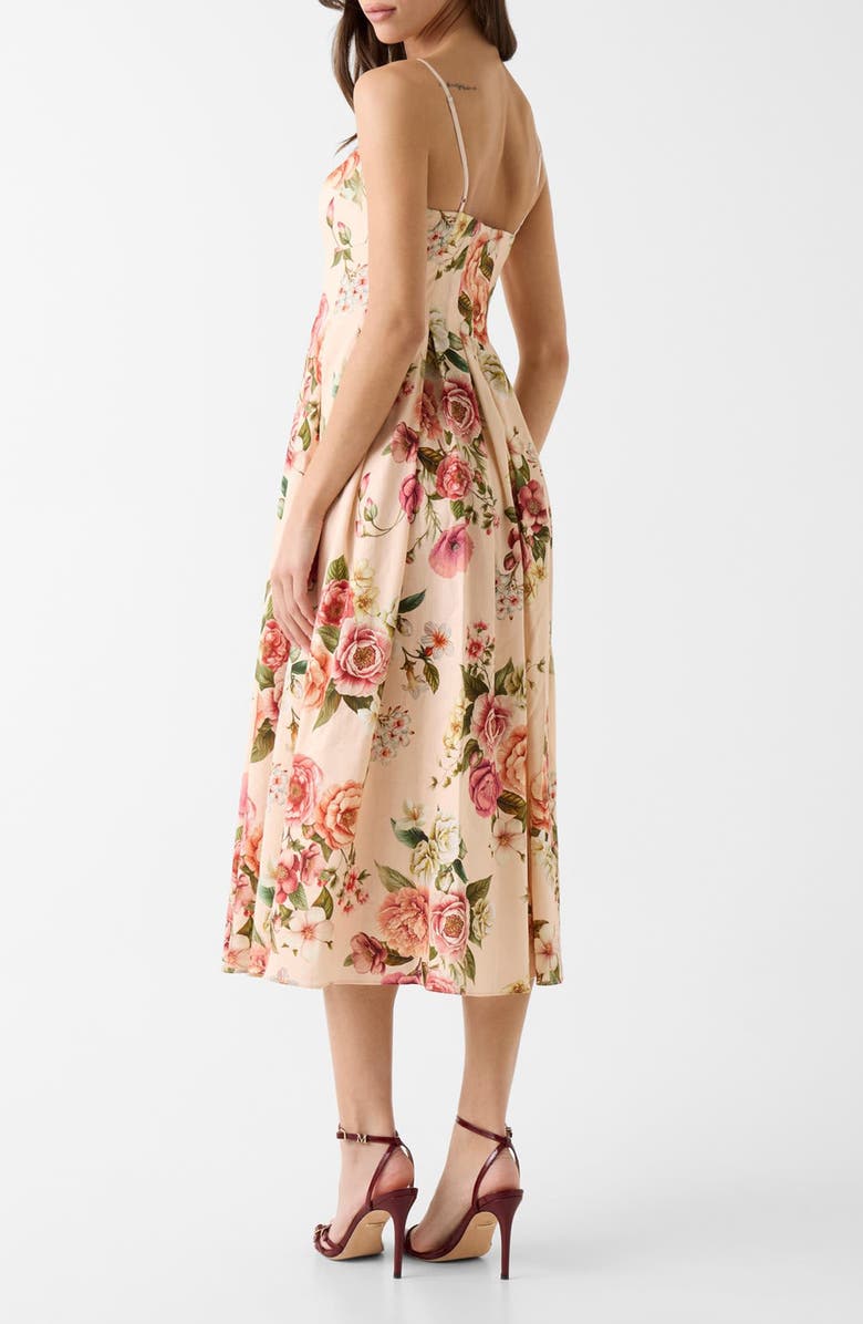 GUESS Bria Sleeveless Linen Blend Midi Dress, Alternate, color, Cosmic Peony Print