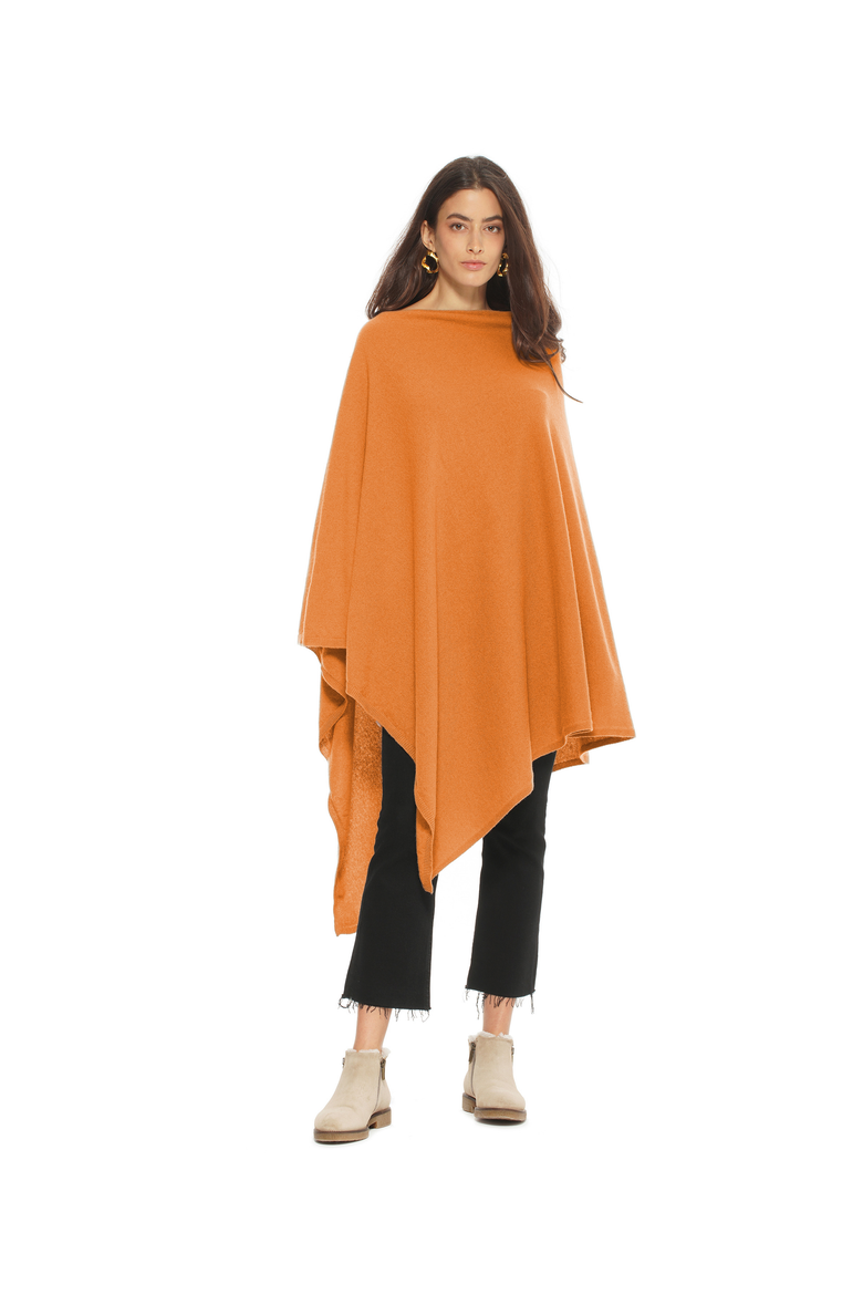 Pure Cashmere Long Poncho, Alternate, color, Saffron