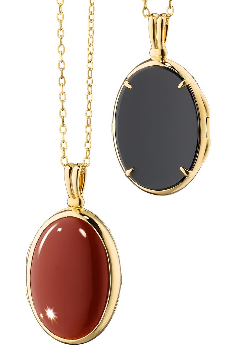 Amelia 18k Gold Carnelian & Onyx Locket Necklace, Alternate, color, 18K YELLOW GOLD