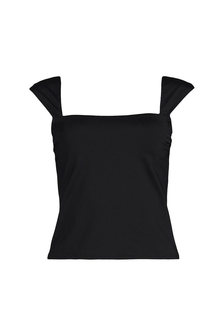 DDD-Cup Square Neck Underwire Tankini Top, Alternate, color, Black
