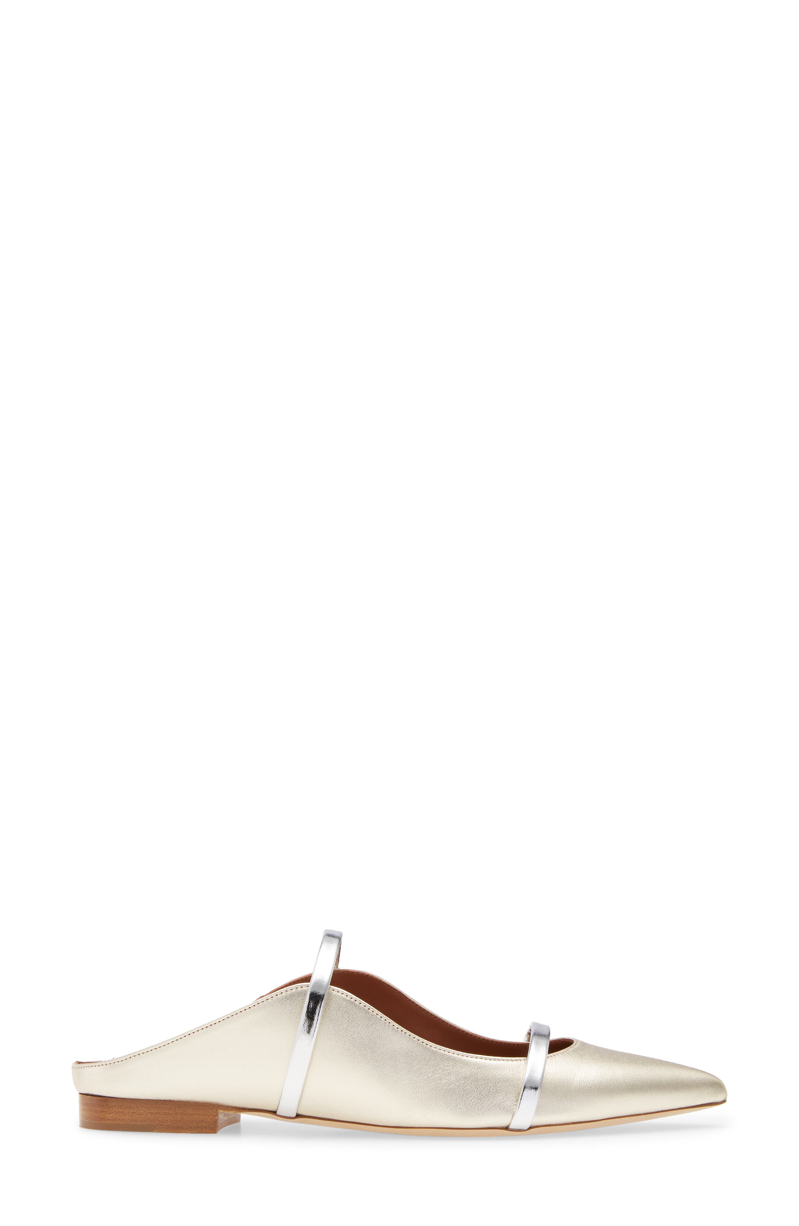 Maureen Metallic Pointed Toe Flat, Alternate, color, PLATINO/ SILVER