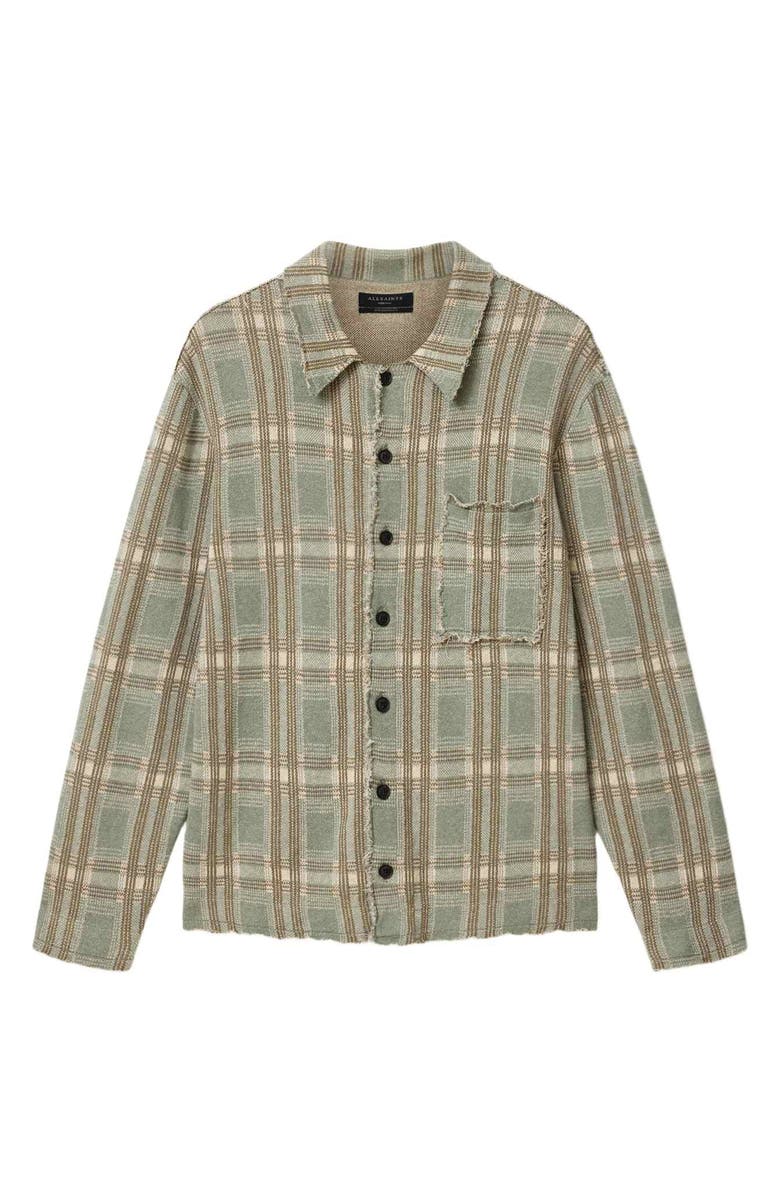 AllSaints Solmar Knitted Check Cardigan, Alternate, color, Powdered Green