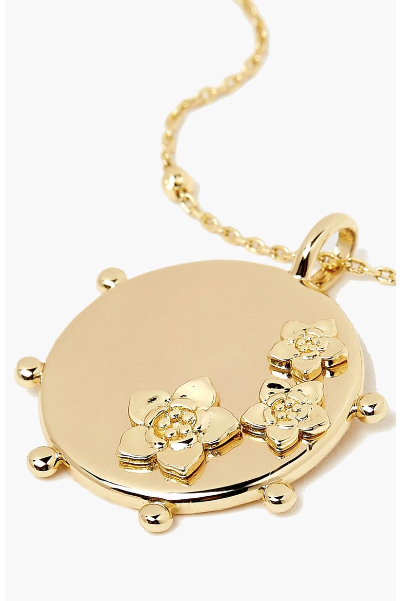 Mali Flower Pendant Short Necklace in Gold, Alternate, color, Gold