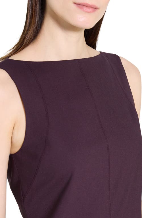 Theory Boat Neck Stretch Wool Minidress In Purple
