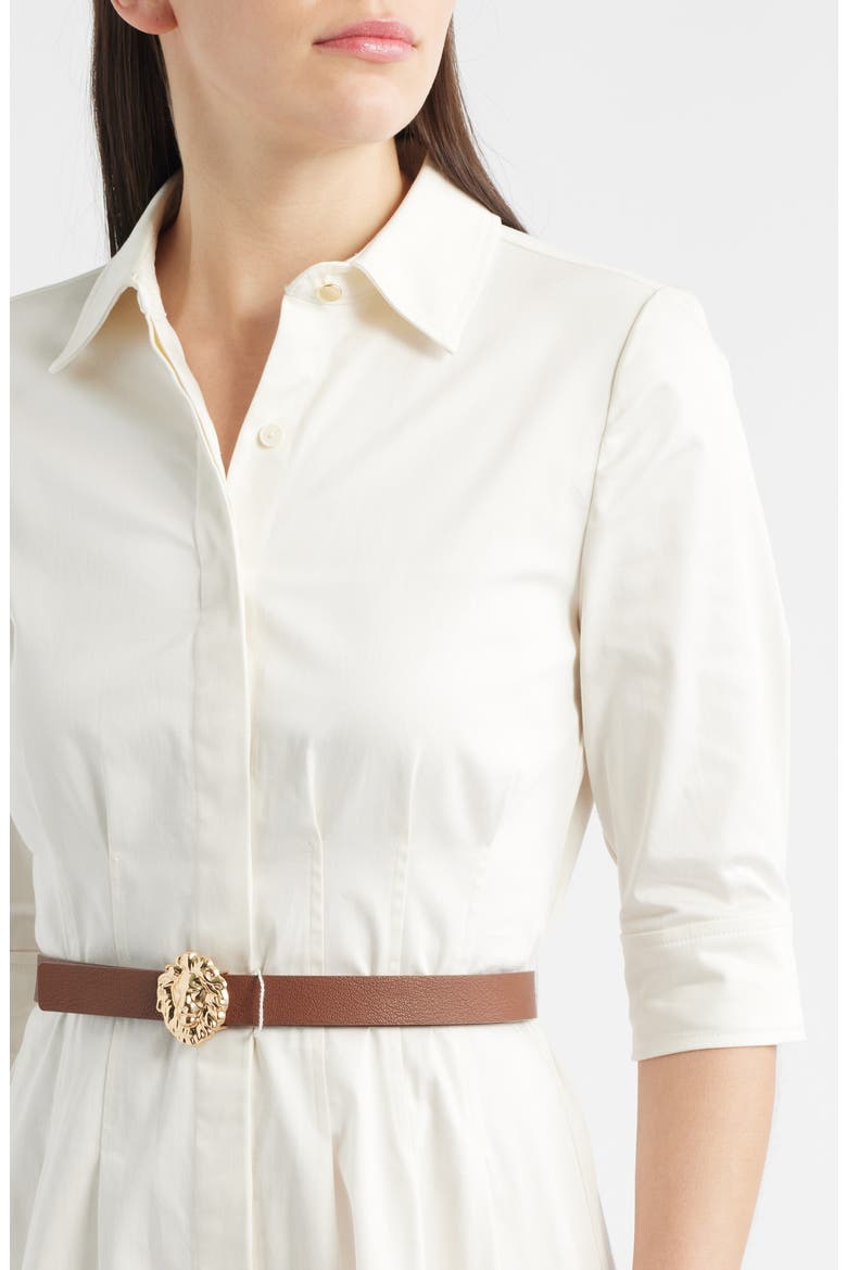 Elbow Sleeve Stretch Cotton Shirtdress, Alternate, color, WHITE DOVE