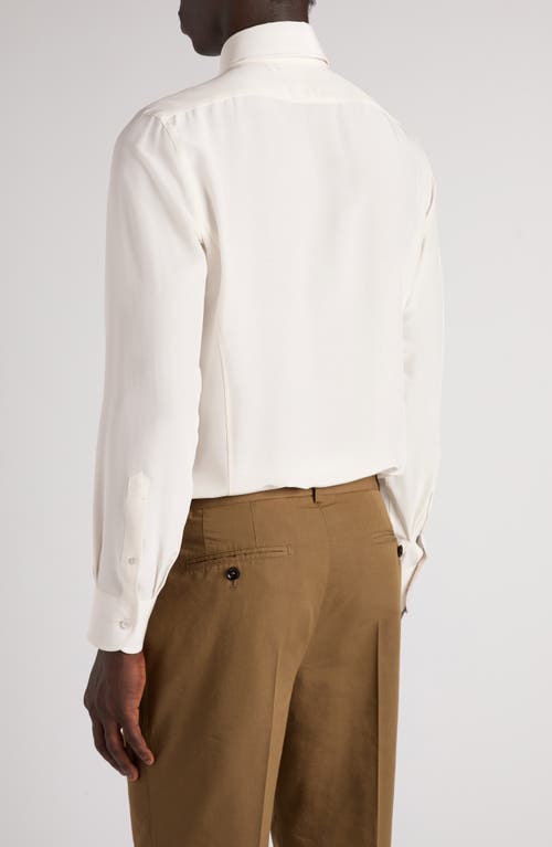 Tom Ford Slim Fit Washed Silk Poplin Button-up Shirt In Aw003 Chalk