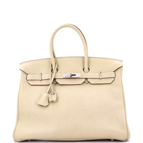 Birkin Handbag Light Clemence with Palladium Hardware 35