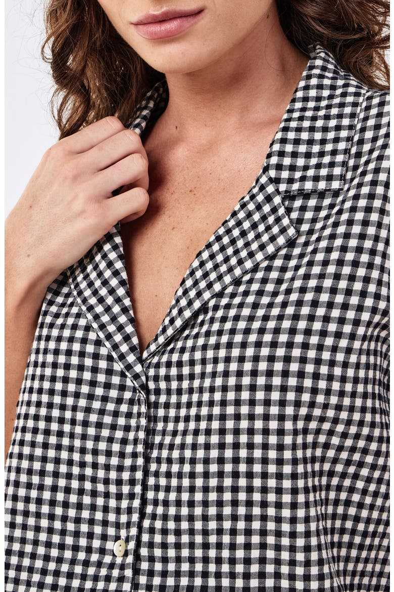 Seersucker Gingham Pajamas, Alternate, color, DEEP NAVY/ CREAM