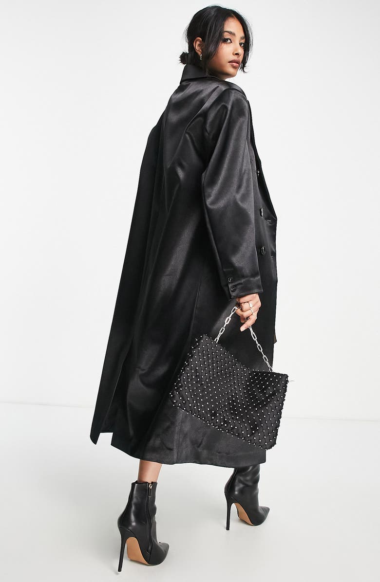 ASOS DESIGN Satin Dad Coat, Alternate, color,
