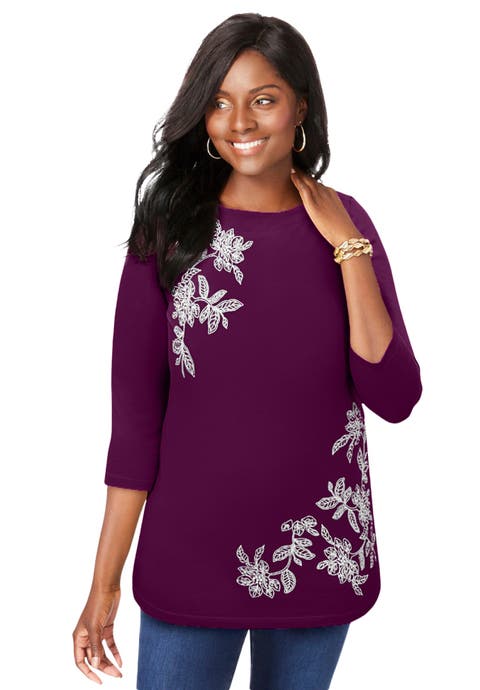 Stretch Cotton Boatneck Tunic (Plus Available)