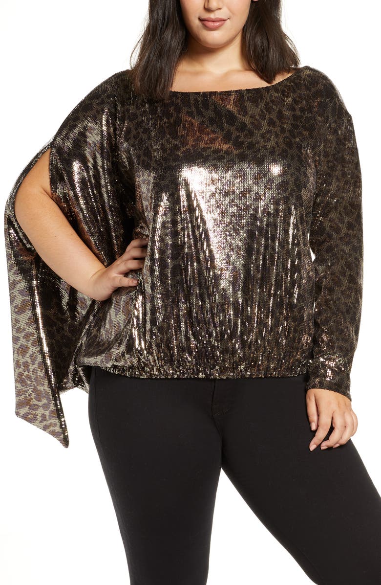 Coldesina Jenny Sequin Leopard Print Convertible Top, Main, color, 