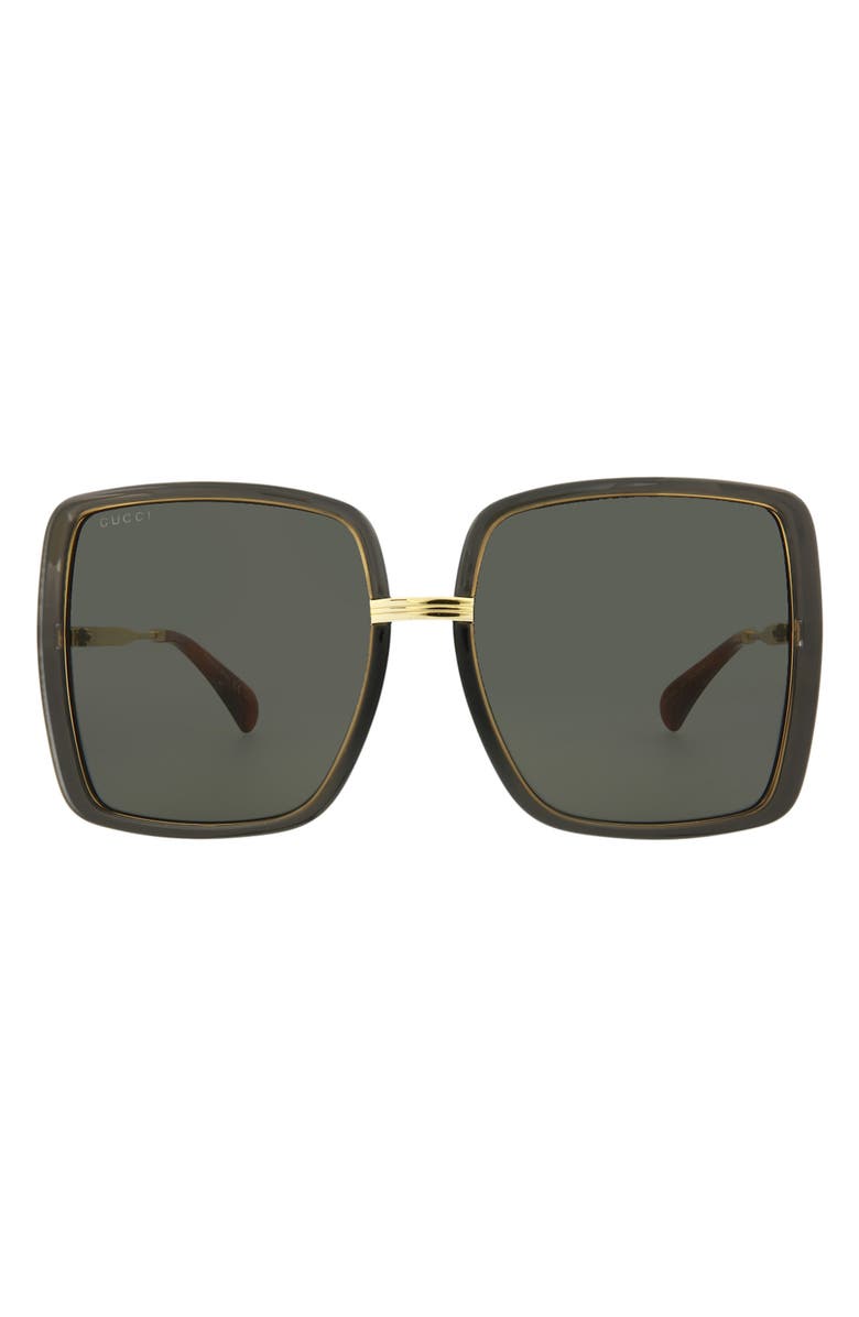 Gucci 60mm Oversize Butterfly Sunglasses, Main, color, Grey Gold Grey