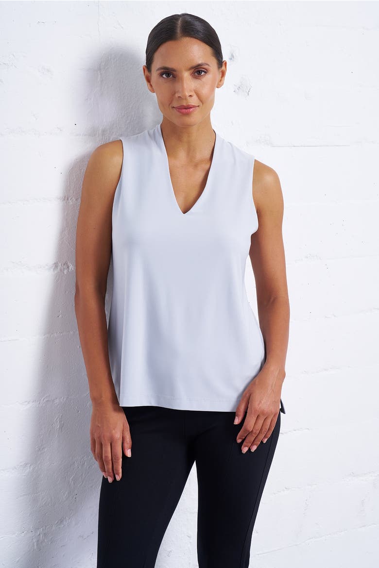 Luxe Stretch V-Neck Sleeveless Shell, Main, color, Mist