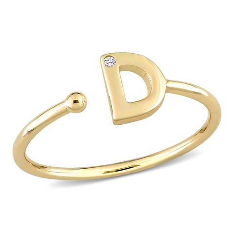 Diamond Initial Ring 10k Yellow Gold