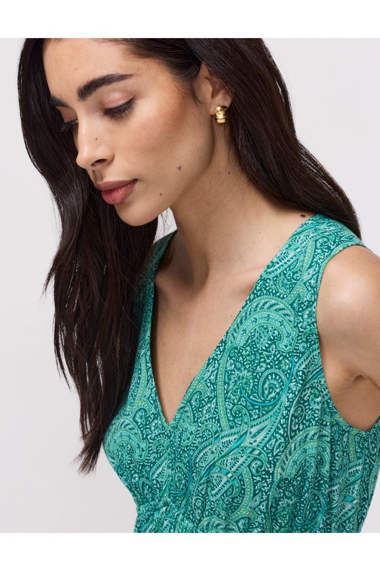 Petite Shannon Cotton Tiered Midi Dress, Alternate, color, Green Paisley