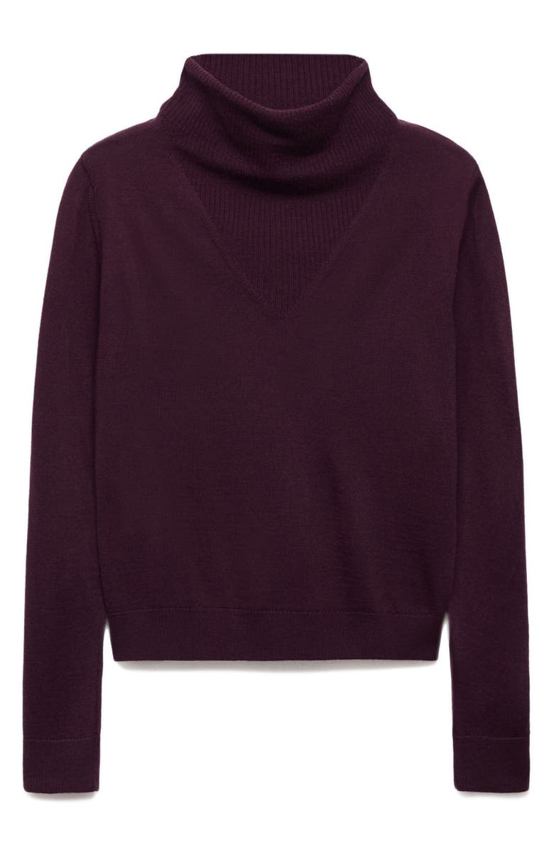MANGO Turtleneck Sweater, Alternate, color, Wine