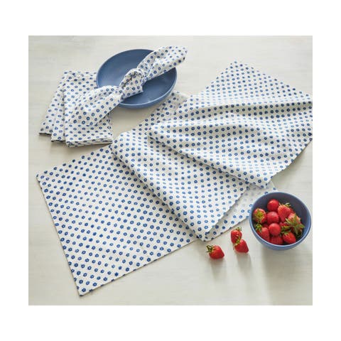 Daisy Artisan Block Cotton Table Runner Machine Washable