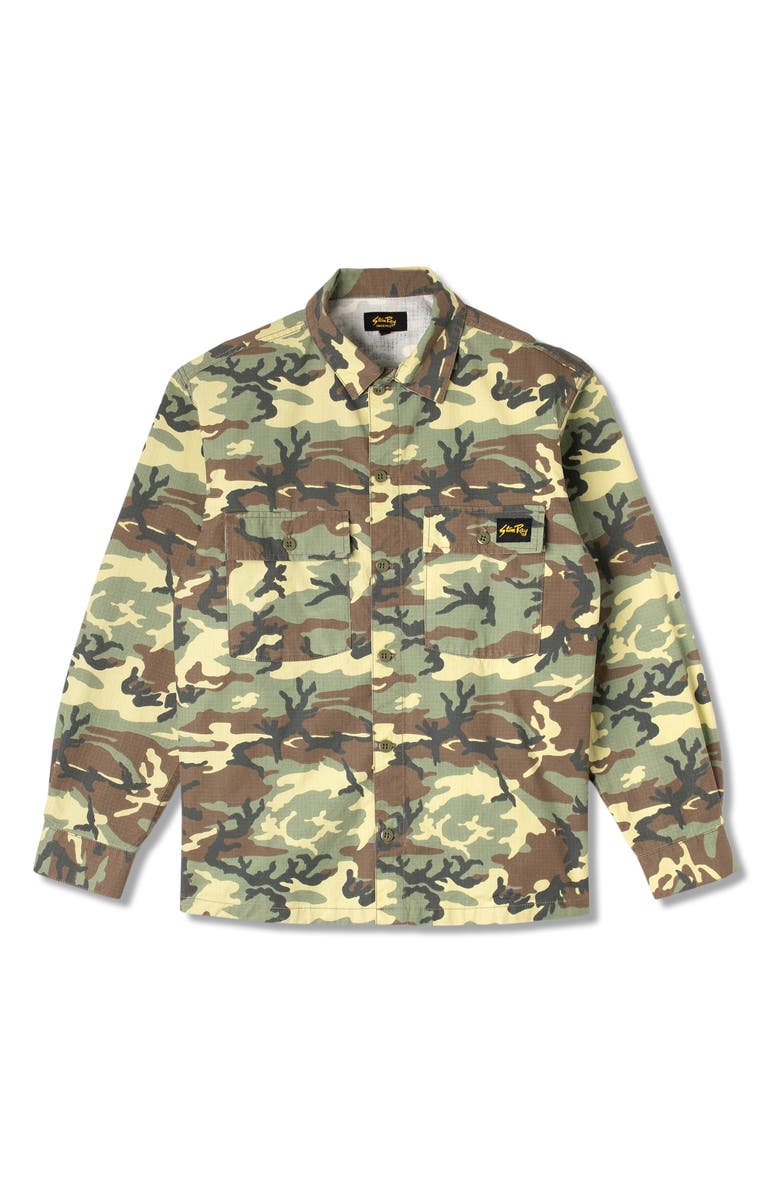 STAN RAY Woodland Camo Cotton Ripstop Button-Up Shirt, Main, color, Woodland Dpm Ripstop