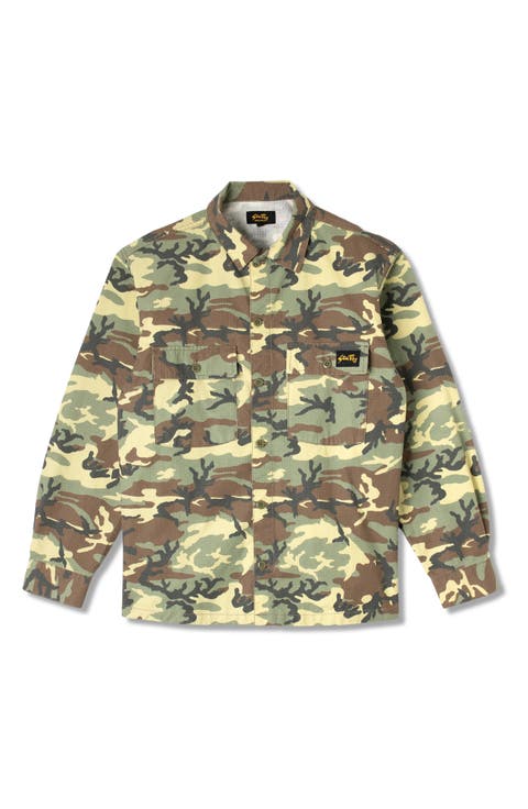 Woodland Camo Cotton Ripstop Button-Up Shirt