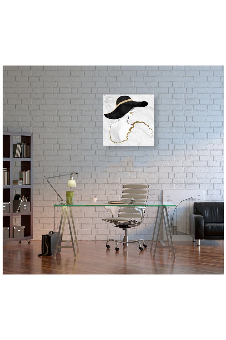 Gill Bay - Black and Gold Canvas Wall Art, Alternate, color, WHITE
