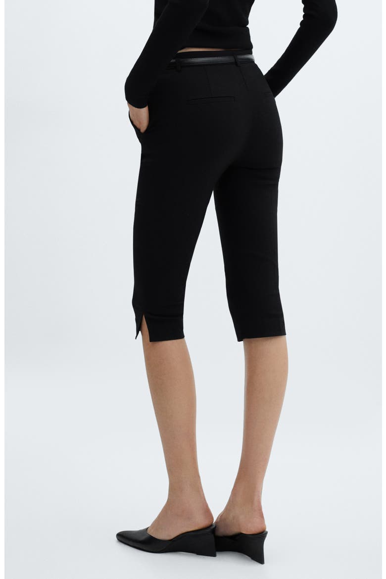 Piccola Belted Capri Pants, Alternate, color, BLACK