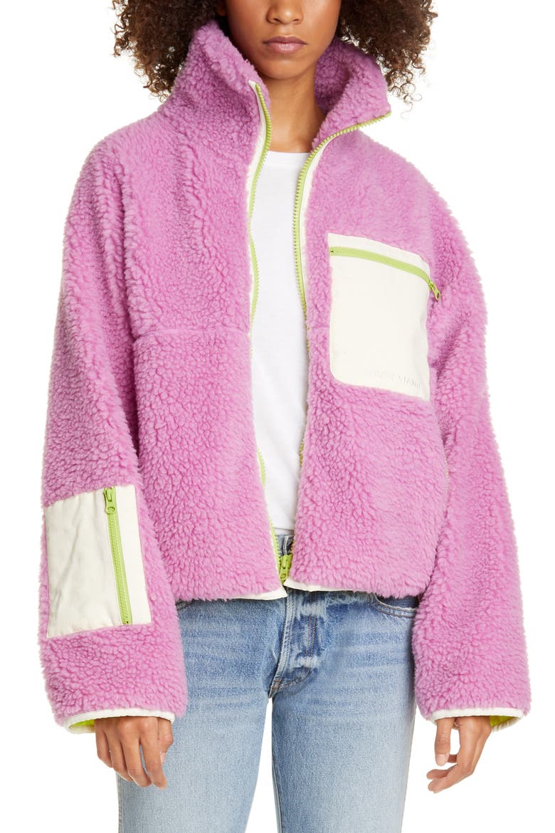 Ponyo Faux Fur Jacket, Main, color, PINK