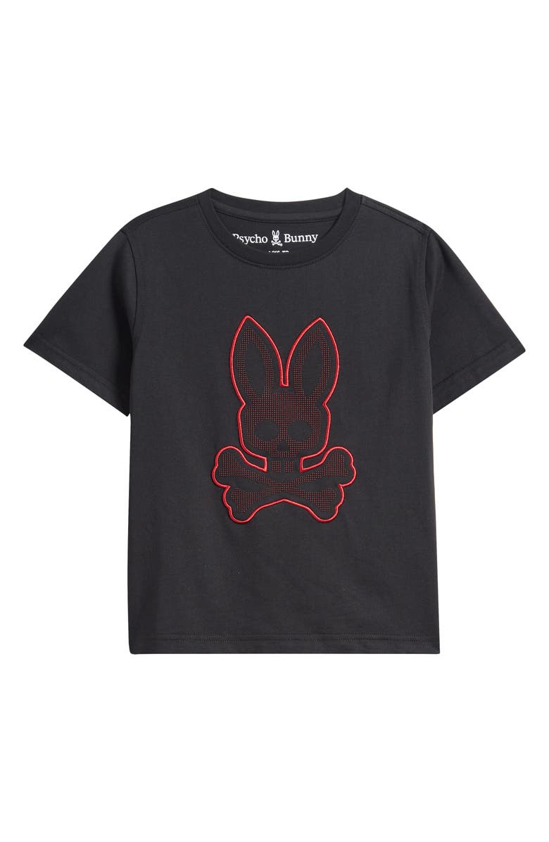 Psycho Bunny Kids' Jovan Embroidered Bunny Graphic T-Shirt, Main, color, Black