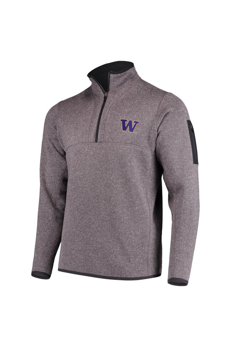 Men's Antigua Charcoal Washington Huskies Fortune Half-Zip Sweatshirt, Main, color, Charcoal