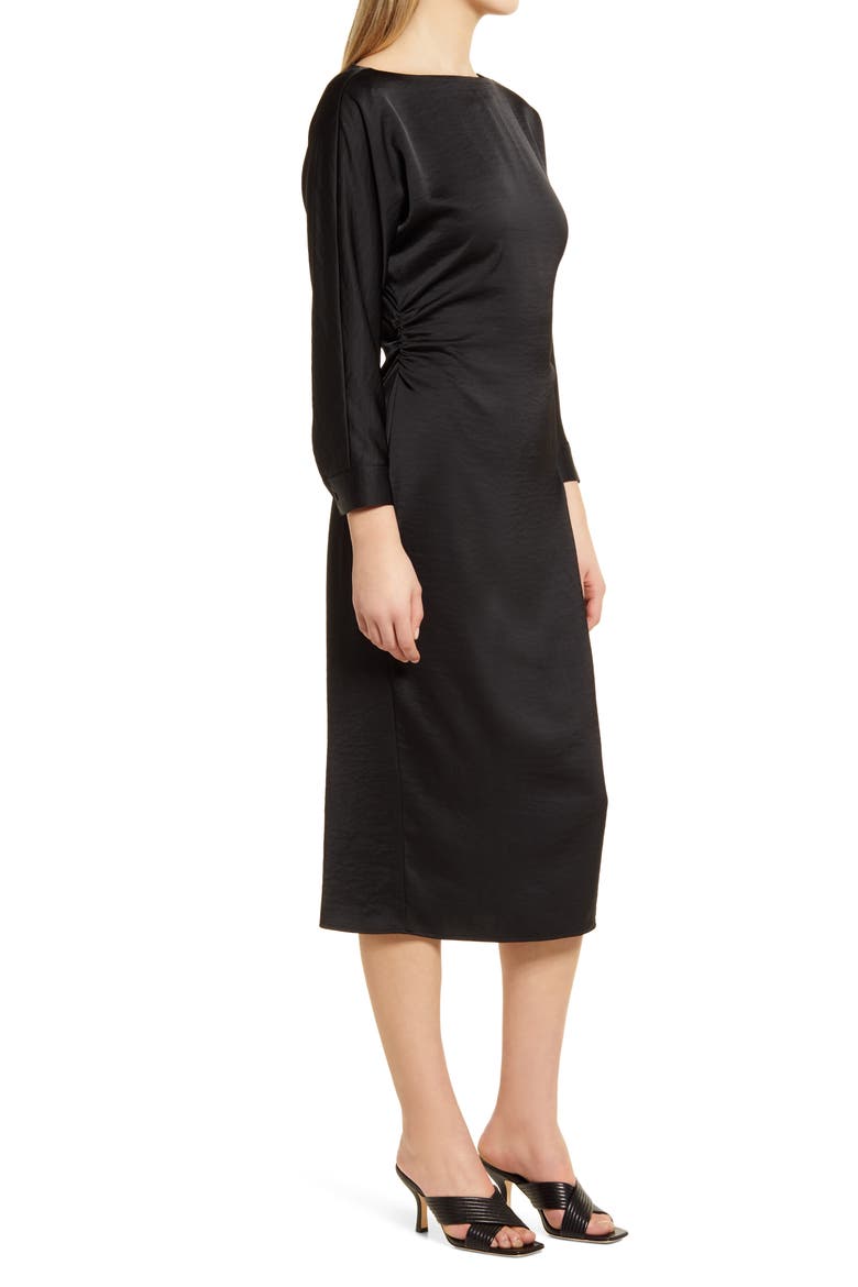 Dolman Sleeve Midi Dress, Alternate, color, BLACK