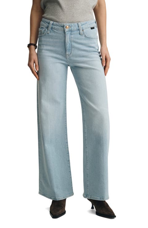 Paloma Wide Leg Jeans (Light Brushed Gold Blue)
