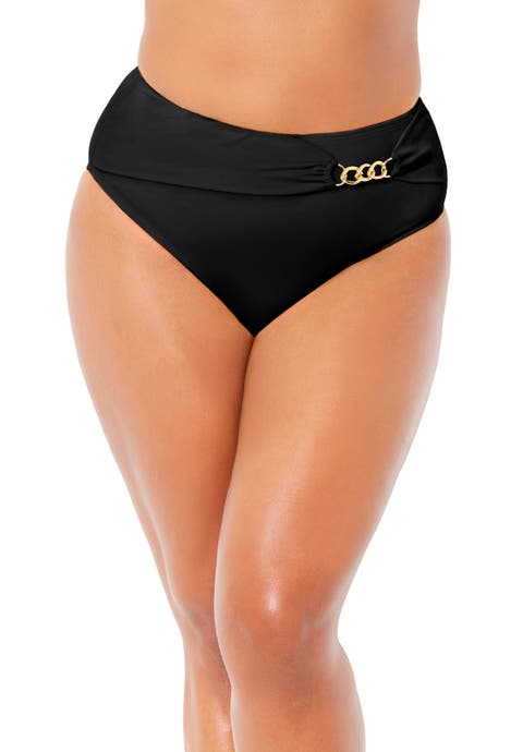 High Waist Chain Accent Tummy Control Swim Brief