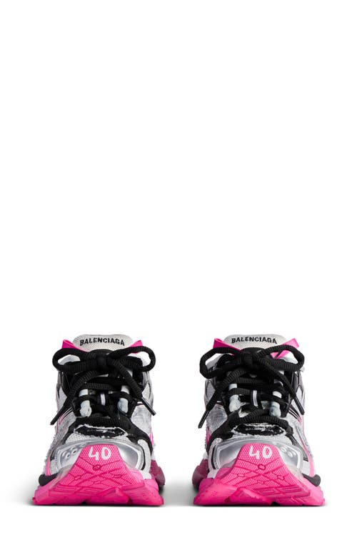 Balenciaga Runner Sneakers In White/pink/black