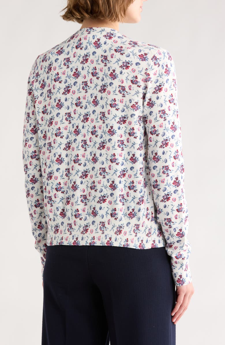 Brooks Brothers Floral Print Cotton Cardigan, Alternate, color, White