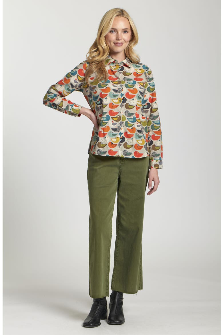 Print Poplin Button-Up Shirt, Alternate, color, ORANGE MULTI