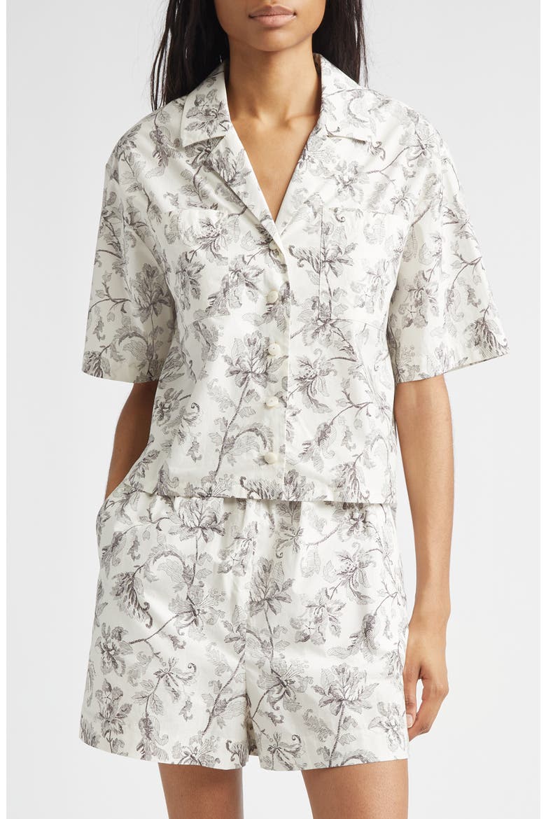 Journey Boxy Button-Up Shirt, Main, color, DUSTY WHITE/ BLACK