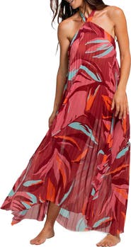 Cosita Linda Pleated Halter Cover-Up Maxi Dress