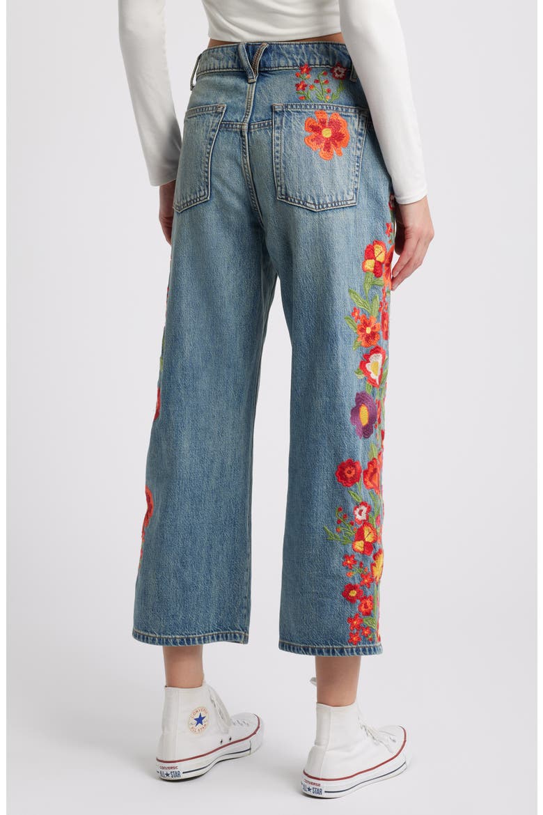 Deep Trance Floral Embroidered Nonstretch Wide Leg Jeans, Alternate, color, RETROGRADE