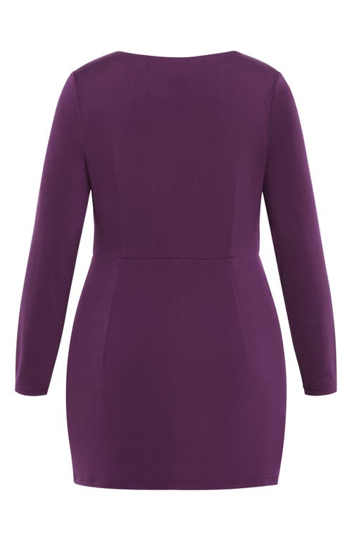 City Chic Kasey Long Sleeve Minidress In Purple
