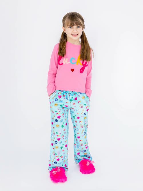 Preppy Goose Plush Lucky Charm Loungewear Pant In Blue