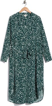 NORDSTROM RACK Pleated Tie Waist Long Sleeve Dress