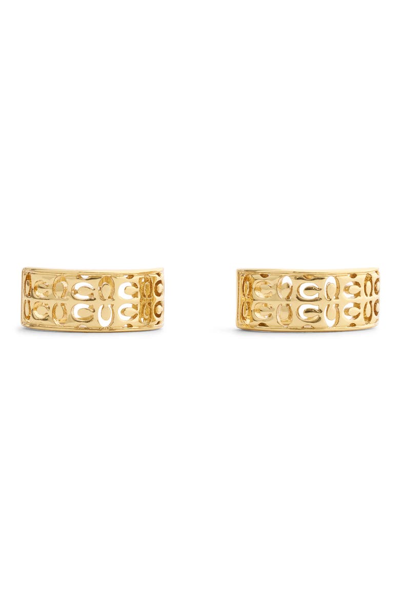 Quilted Cutout Huggie Hoop Earrings, Alternate, color, SHINY GOLD
