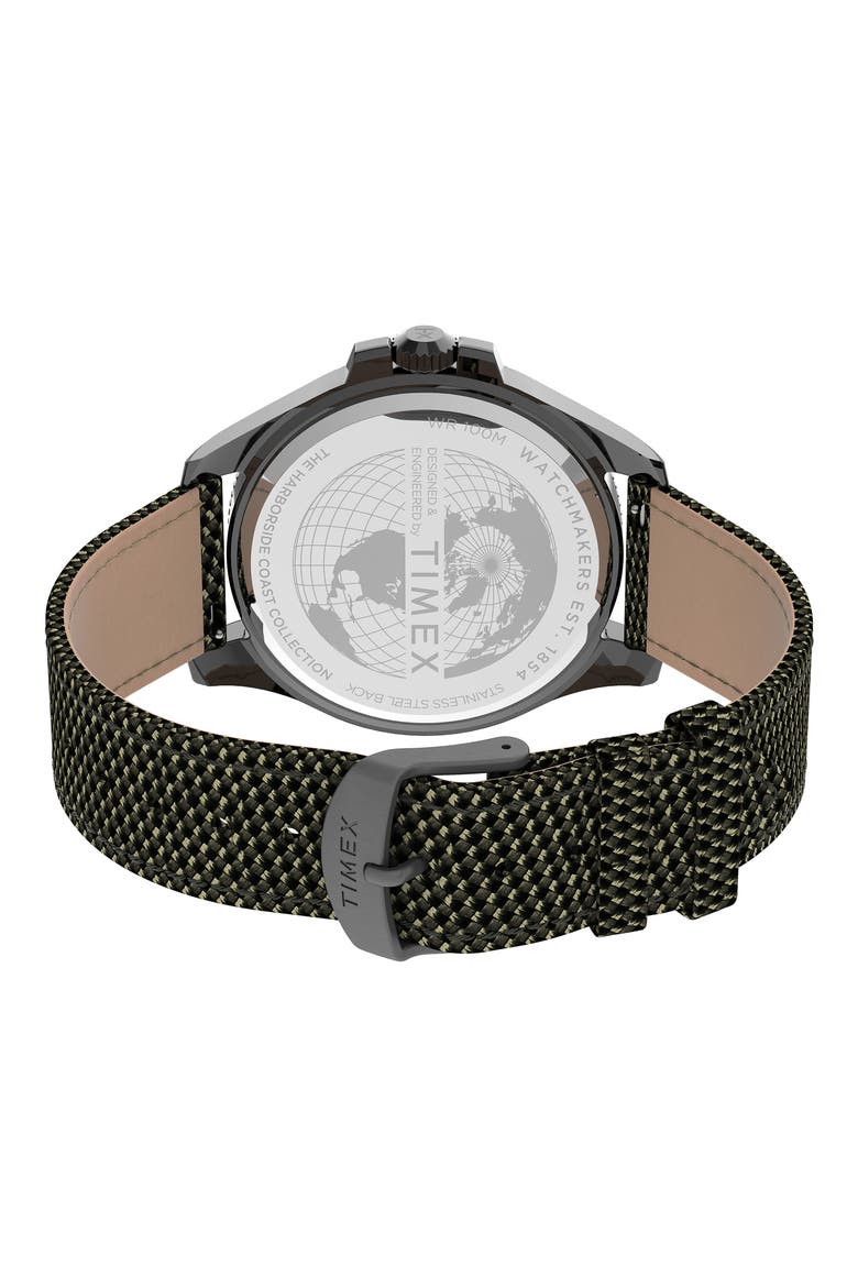 Harborside Coast Textile Strap Watch, 43mm, Alternate, color, GUNMETAL
