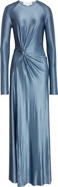Victoria Beckham Twist Waist Long Sleeve Jersey Gown