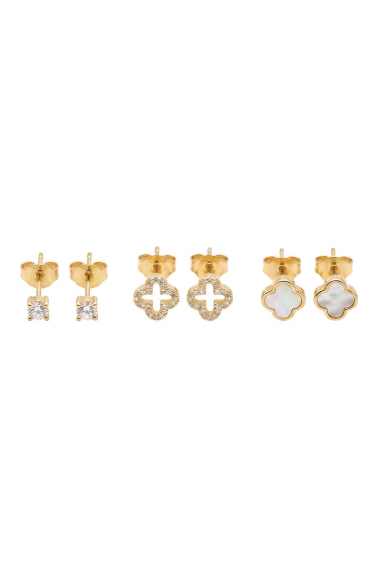 Clover Set of 3 Earrings, Main, color, GOLD