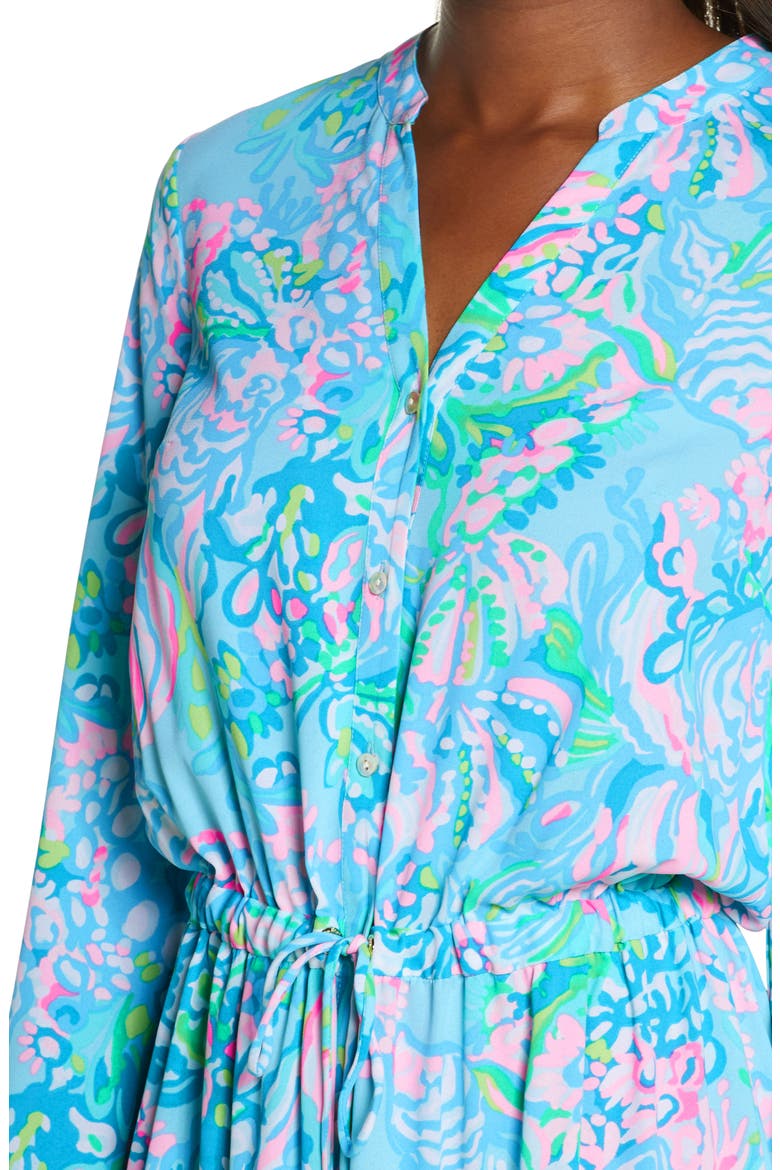 Cori Long Sleeve Stretch Shirtdress, Alternate, color, BLUE IBIZA AQUA LA VISTA