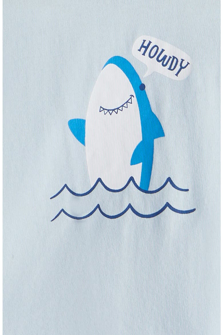 Graphic Cotton T-Shirt & Shorts Set, Alternate, color, BLUE HOWDY- BLUE WAVY STRIPE