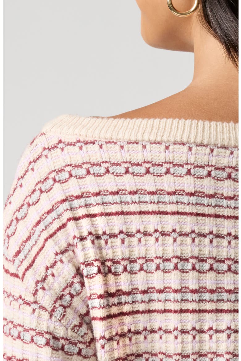 Off the Shoulder Textured Sweater, Alternate, color, BURGUNDY MULTI